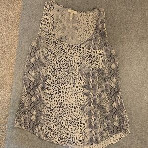 Joie Animal Print Tank Top in Black and Cream